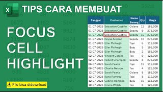 cara menggunakan fitur FOCUS CELL untuk HIGHLIGHT Baris dan Kolom di excel