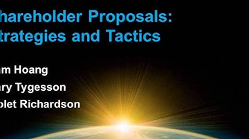 Webinar Playback: Shareholder Proposals:  Strategies and Tactics