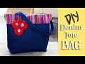 DIY The Best Tote Bag | How to Sew a Denim Tote Bag [SUPER EASY &amp; FUN Sewing Tutorial for BEGINNERS]