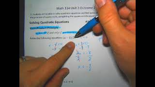 Math 114 U2 O2 Solving Quadratic Equations