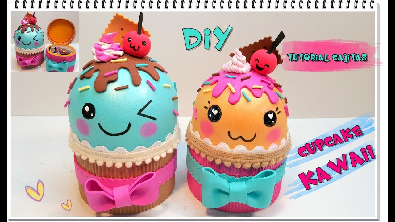 DIY cajitas con forma de cup-cake kawaii