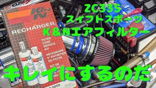 K＆Nエアフィルターキレイにするのだ/ZC33Sスイフトスポーツ