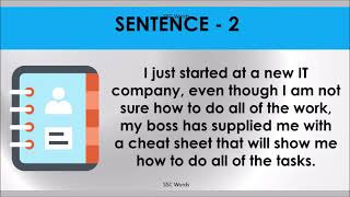 CHEAT SHEET Idiom 418 # Meaning and five sentences # SSC Words