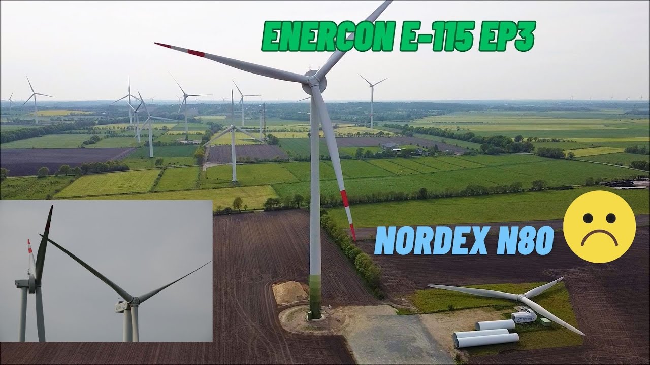 Repowering im Windpark Ahrenviöl, Nordex N80, Enercon E-115 EP3, Nordex N117 Windkraftanlagen