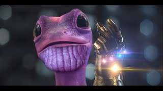 GEICO GECKO WIELDS THE INFINITY GAUNTLET (meme)