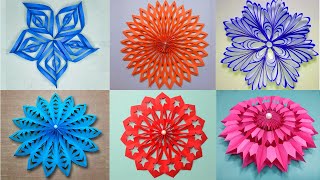 6 Easy Paper Snowflake Wall Hanging - Diy Easy Paper Crafts Tutorial - Wall Decoration Ideas