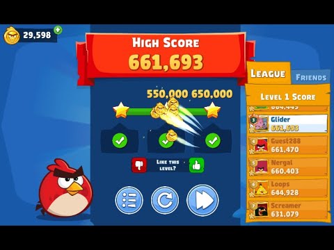 Видео: Angry Birds Friends Level 1 Tournament 1352 Highscore NO POWER UP walkthrough