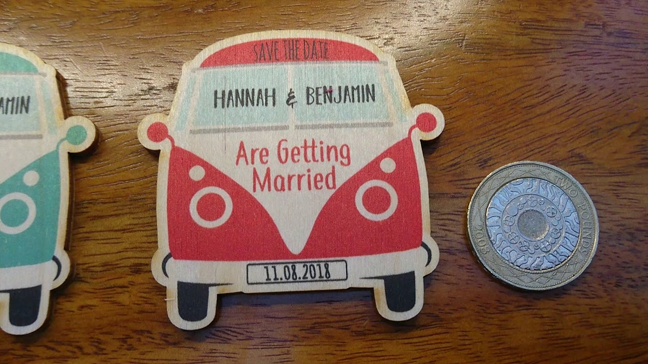 Campervan Save The Date fridge PersonalisedGifts.co.uk YouTube