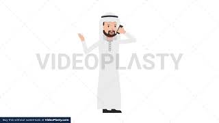 Arab Traditional Man Talking on Phone Angry Stock Animation screenshot 4