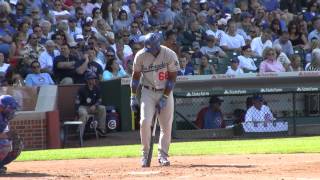 Yasiel Puig bats against Jeff Samardzija 8/2/13