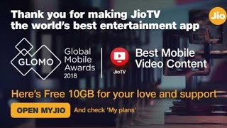 Jio Giving us 10 GB Free Data for all User | JioTV has won the prestigious Global Mobile Awards 2018 screenshot 3