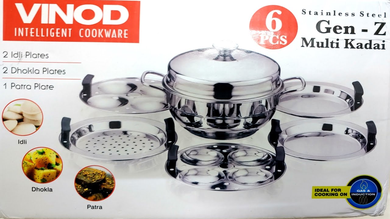 VINOD Gen Z Multi Kadai 6 Pcs Idli Maker