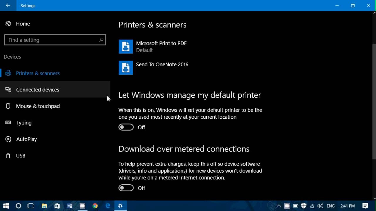 Update Windows 10 Settings Devices Printers and Scanners What it is and how it works