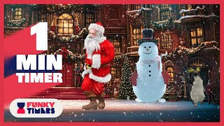 🎅⏰ 1 Minute Countdown Timer with Dancing Santa, Reindeers & Snowmen! | Festive Holiday Fun | 4K ❄️🎄