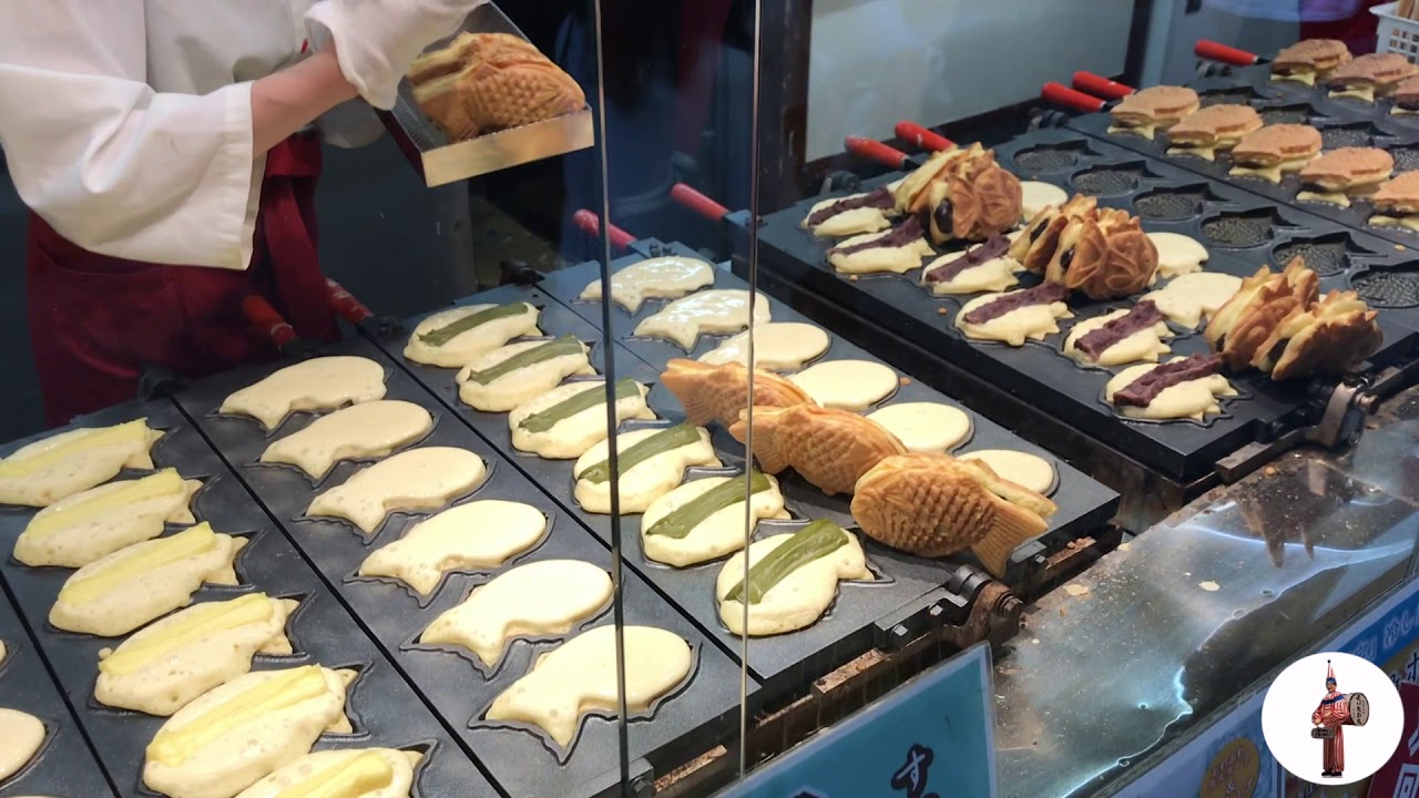 毎日行列のたい焼き屋 職人芸[飯テロ公式] Japanese taiyaki  street food japan how to make fish shaped cakes