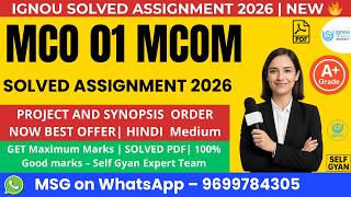 MCO 01 Solved Assignment 2026 in Hindi | MCom IGNOU Download PDF + Handwritten Format 🔥 Full Guide