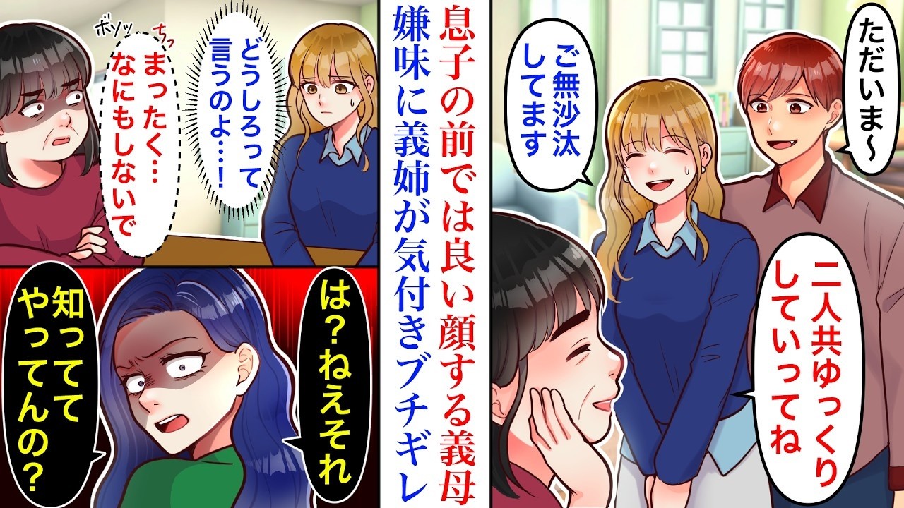 【漫画】裏表が激しい義母と八方美人に疲れ果てた私。何も言えない自分にも嫌気がさしていたが、義母にネチネチ言われている現場を気の強い義姉に目撃されたら意外にも守ってくれ―