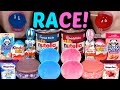 Asmr blue vs pink dessert race nutella cups big boba jelly balls kinder joy egg ice cream cup 