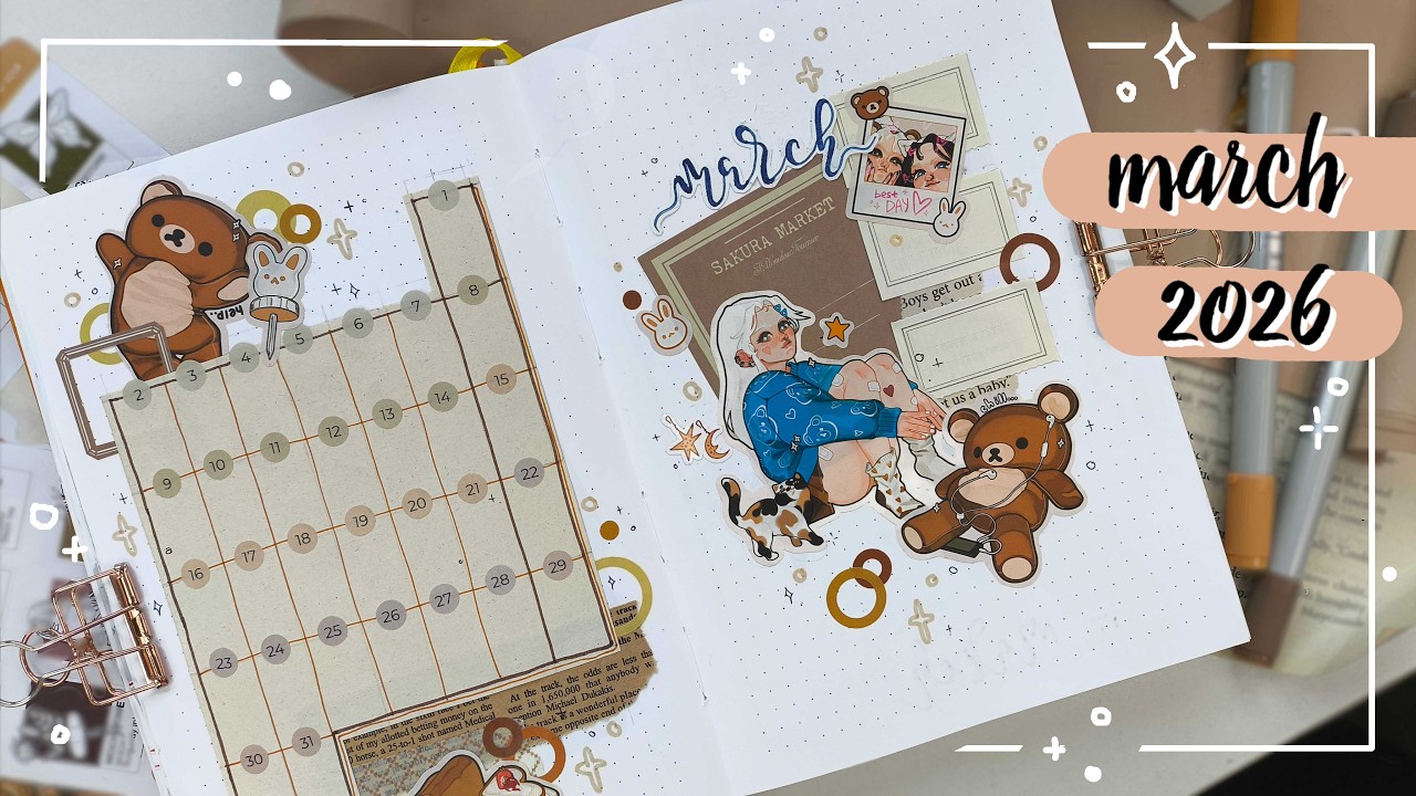 ✨🧸 МАРТ 2026 | Оформление с ПЛЮШЕВЫМИ МИШКАМИ 🧸✨ Ежедневник