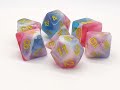 Old School 7 Piece DnD RPG Dice Set: Gradients -  Winter's Rose