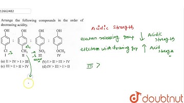Arrange the following compounds in the order of decreasing acidity. I II III IV