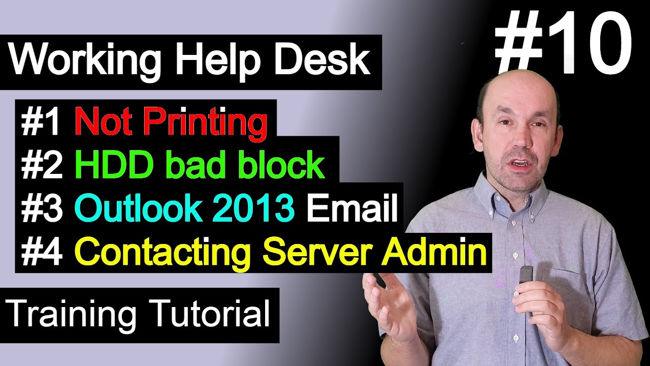 Working Help Desk Tickets, Not Printing, Hard Drive Bad Block, Email Search broken in Outlook 2013