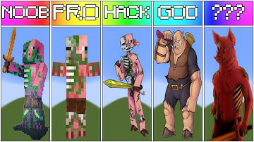 Pixel Art | NOOB vs PRO vs HACKER vs GOD vs ??? | Zombified Piglin in Minecraft