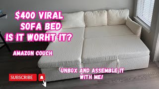THE $400 VIRAL AMAZON COUCH | IS IT WORHT IT?  | UNBOXING AND ASSEMBLE IT WITH ME #amazon #sofabed