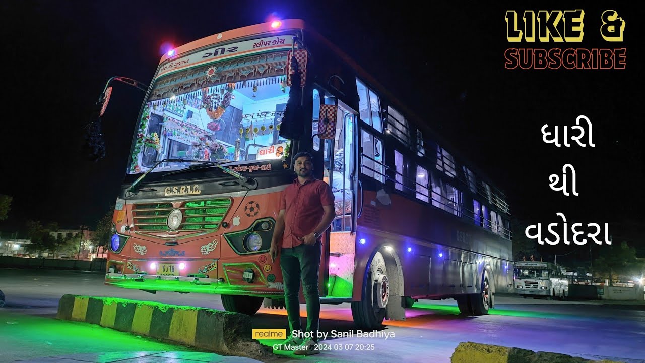 Full Journey :  Dhari to Vadodara with Amitbhai in GSRTC"Gir"Sleeper Coach Bus.