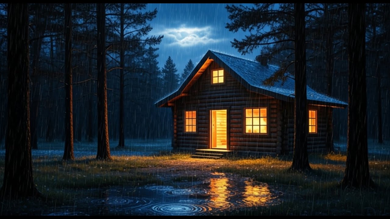 🌧️ Dark Rainy Night in a Cozy Cabin | Heavy Rain Forest Ambience for ...