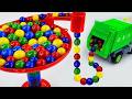 Marble Run ASMR Race ☆ HABA Slope &amp; Dump Truck Excavator Ambulance Forklift Garbage Truck Tractors