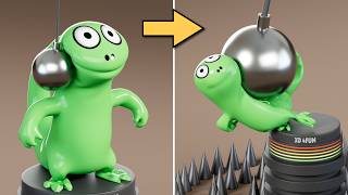 Most Satisfying Blender 3D Physics Experiments | Rubber Ducks, Spikes & Soft Body Chaos【60fps】 screenshot 3