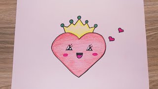 رسم قلب للأطفال/رسم قلب كيوت/رسم قلب سهل/رسم سهل/ تعليم الرسم draw a cute heart