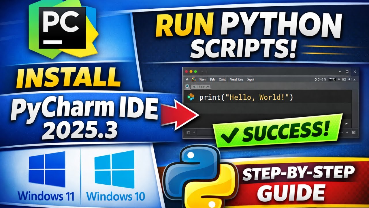 How to Install PyCharm IDE 2025.3 on Windows 11 & 10 | Run Python ...