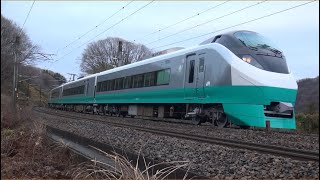 東北本線 豊原カーブ Ｅ６５７系Ｋ１７編成 フレッシュひたち復刻色 ＫＹ出場通過 2022.12.22