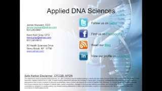 Applied DNA Sciences Investor Call - May 13th, 2014