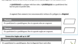Geometry A Module 9:1 "Properties of Parallelograms"