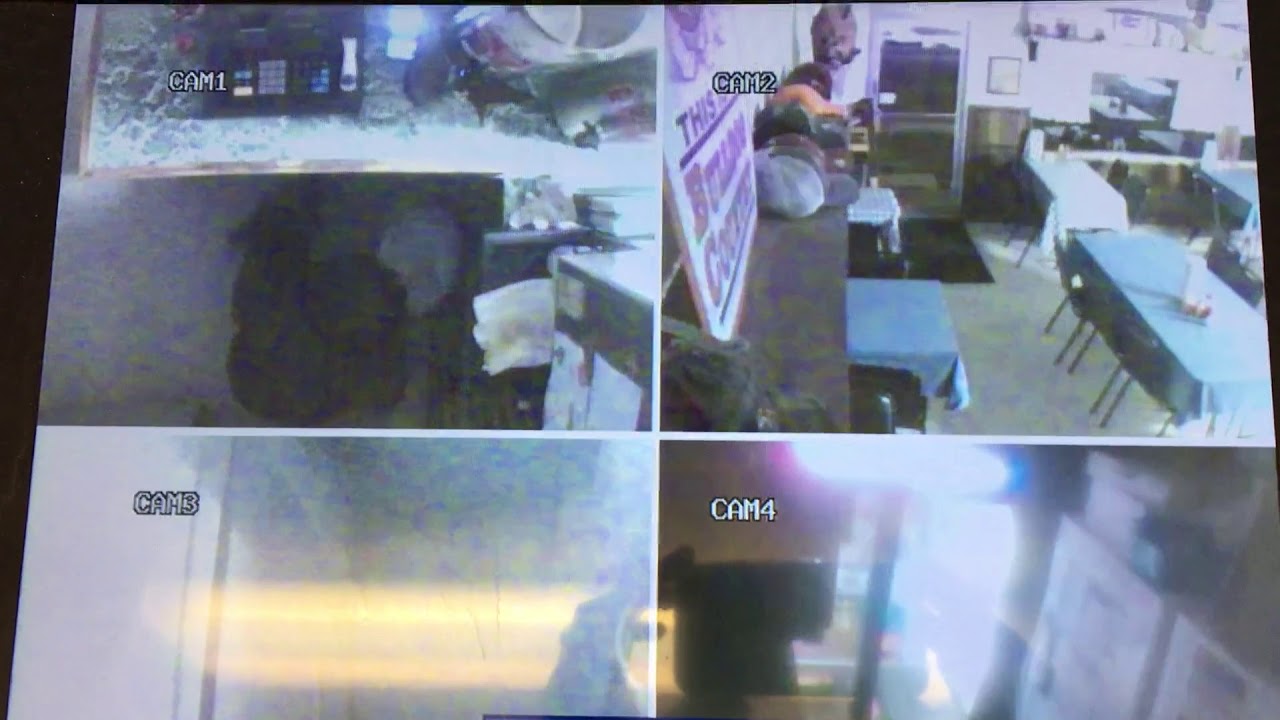 newspaper Security camera footage from a burglary at Freeport Cafe
