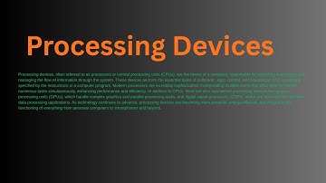 Information Technology Grade 8 Unit 2: Processing Devices