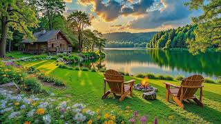 Quiet Spring Morning by the Riverside🌼😌 Soft Piano & Campfire Sounds for Focus screenshot 4