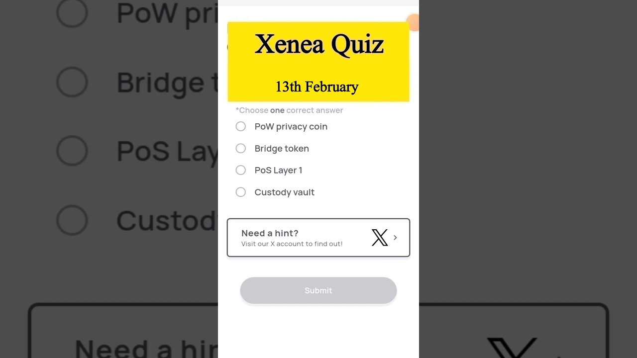 Xenea Wallet Daily Quiz 13 February | Xenea Wallet Quiz Answer Today 13 February |Xenea Voucher Code