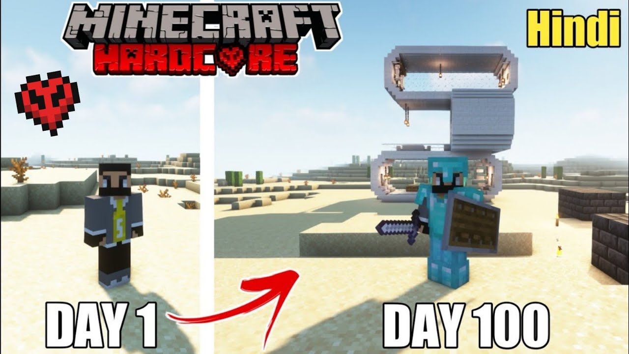 I Survived 100 Days in DESERT ONLY WORLD in Minecraft HARDCORE (Hindi ...