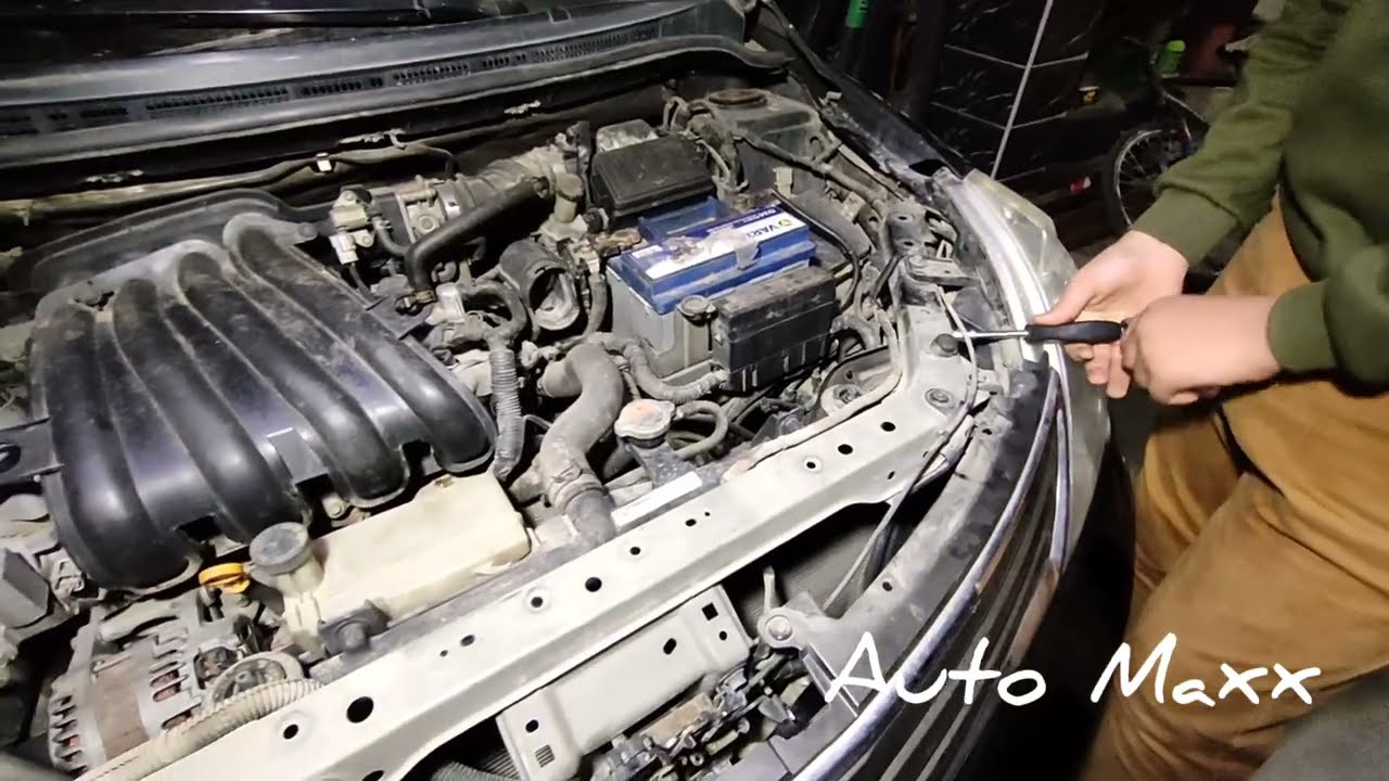 طريقه تغيير سربنتينه تكييف نيسان تيدا .. nissan tida ac condenser replacement