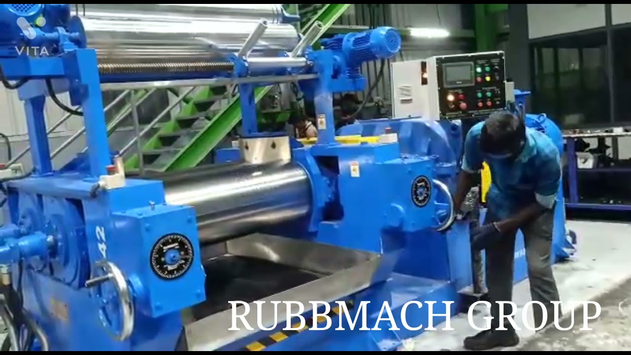 rubber mixing mill  16 x 42  PLC operated  unidrive, VFD Drive ,stock blender  by RUBBMACH GROUP