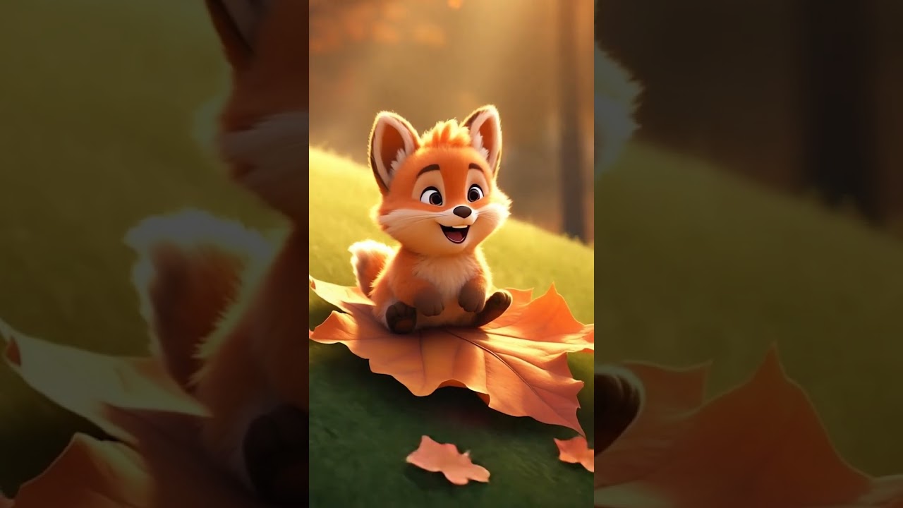 Fox Cub’s Leaf Slide Adventure 🍁🦊 | Join our happy animal family!