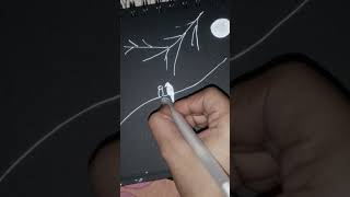 White on Black Art Magic | Night Sky Bird Drawing Tutorial