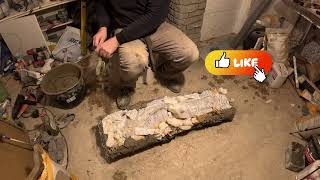 картинка: Как сделать вазон бревно из арт бетона !!! #артбетон #творчество #искусство