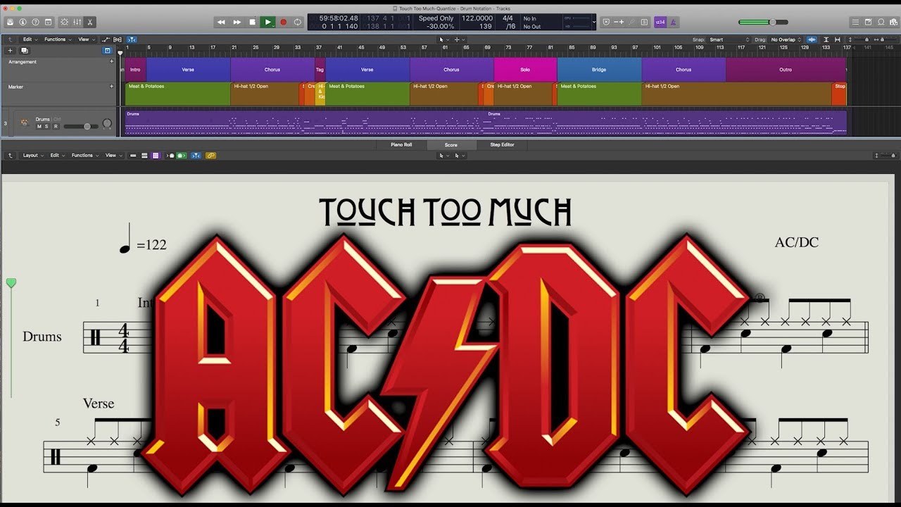 AC/DC - Touch Too Much - Drum Chart - Backing Track - YouTube