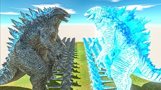 Legendary Godzilla War - Growing Godzilla 2014 VS Frostbite Godzilla, Size Comparison Godzilla Blue