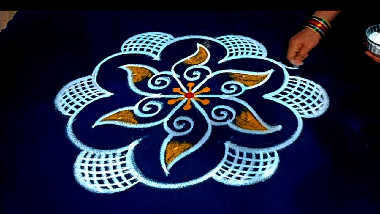Traditional shanku kolam 🌹 Easy Rangoli design